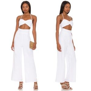 NEW SNDYS Boat Linen Jumpsuit White Cotton Pantsuit Romper Maxi Pants Medium M